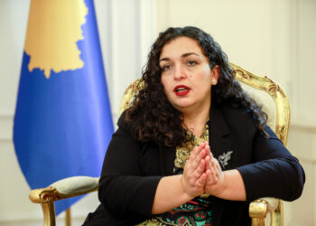 Chairwoman of the Assembly of Kosovo and acting President of Kosovo Vjosa Osmani speaks during an interview with The Associated Press in Kosovo capital Pristina on Friday, Nov. 13, 2020. Kosovo’s acting president complains that the European Union is not treating Kosovo on “an equal footing” with its former war foe, neighboring Serbia in the negotiations on normalizing their ties. Osmani on Friday said that Brussels was not learning from the mistakes of the past and was treating Serbia as “a spoiled child.” (AP Photo/Visar Kryeziu)