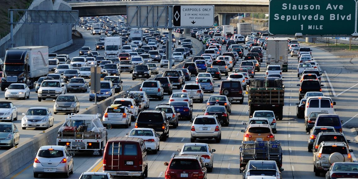 LOS ANGELES, CA - NOVEMBER 23:  Traffic comes to a stand still on the northbound and the southbound lanes of the Interstate 405 freeway near Los Angeles International Aiprort  on November 23, 2011 in Los Angeles, California. Orbitz named LAX as the nation's busiest airport for 2011 Thanksgiving travel.  (Photo by Kevork Djansezian/Getty Images)