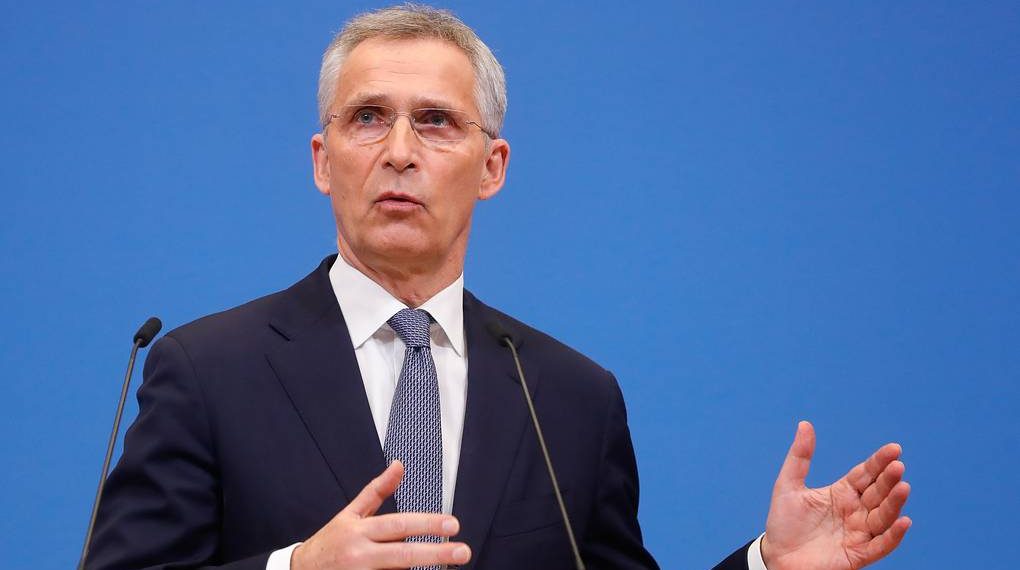 epa09826674 NATO Secretary General Jens Stoltenberg speaks during a pre-ministerial press conference at the Alliance headquarters in Brussels, Belgium, 15 March 2022. Meetings of the North Atlantic Council (NAC) at the level of Defence Ministers will be held at the NATO Headquarters on 16 march 2022.  EPA-EFE/STEPHANIE LECOCQ