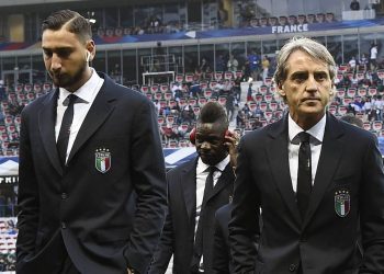 Db Nizza (Francia) 01/06/2018 - amichevole / Francia-Italia / foto Daniele Buffa/Image nella foto: Roberto Mancini-Gabriele Orioli-Gianluigi Donnarumma-Domenico Bernardeschi-Domenico Criscito PUBLICATIONxNOTxINxITA