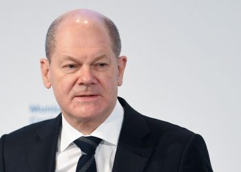 German Chancellor Olaf Scholz speaks during the annual Munich Security Conference, in Munich, Germany February 19, 2022. REUTERS/Andreas Gebert