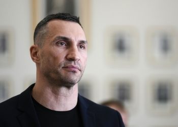 Former heavyweight boxing world champion Wladimir Klitschko, brother of Kyiv Mayor Vitali Klitschko leaves after a meeting a meeting with German Economy and Climate Minister Robert Habeck in Berlin, Germany, Thursday, March 31, 2022. (AP Photo/Markus Schreiber, Pool)