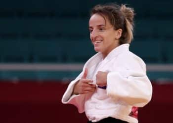 Tokyo 2020 Olympics - Judo -  Women's 48kg - Semifinal - Nippon Budokan - Tokyo, Japan - July 24, 2021. Distria Krasniqi of Kosovo reacts after winning REUTERS/Hannah Mckay