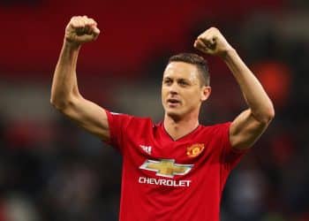 LONDON, ENGLAND - JANUARY 13:  Nemanja Matic of Manchester United celebrates victory after the Premier League match between Tottenham Hotspur and Manchester United at Wembley Stadium on January 13, 2019 in London, United Kingdom.  (Photo by Catherine Ivill/Getty Images)