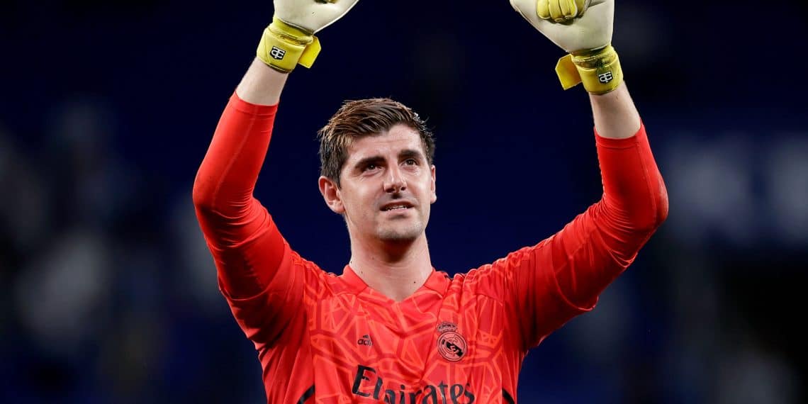 CORNELLA, SPAIN - AUGUST 28: Thibaut Courtois of Real Madrid  during the La Liga Santander  match between Espanyol v Real Madrid at the RCDE Stadium on August 28, 2022 in Cornella Spain (Photo by David S. Bustamante/Soccrates/Getty Images)