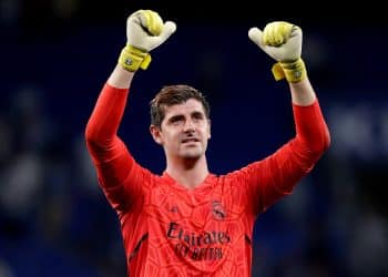 CORNELLA, SPAIN - AUGUST 28: Thibaut Courtois of Real Madrid  during the La Liga Santander  match between Espanyol v Real Madrid at the RCDE Stadium on August 28, 2022 in Cornella Spain (Photo by David S. Bustamante/Soccrates/Getty Images)