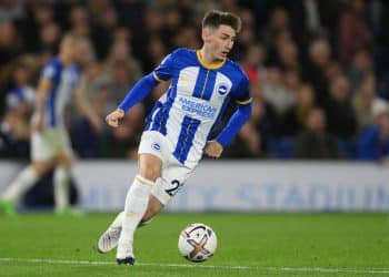 BRIGHTON, ENGLAND - OCTOBER 08: Billy Gilmour of Brighton & Hove Albion in action during the Premier League match between Brighton & Hove Albion and Tottenham Hotspur at American Express Community Stadium on October 08, 2022 in Brighton, England. (Photo by Mike Hewitt/Getty Images)