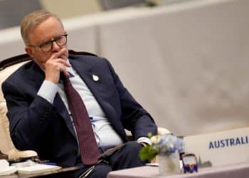 FILE PHOTO: Australian Prime Minister Anthony Albanese attends the APEC Leader's Dialogue with APEC Business Advisory Council during the Asia-Pacific Economic Cooperation (APEC) summit, Friday, Nov. 18, 2022, in Bangkok, Thailand. Sakchai Lalit/Pool via REUTERS/File Photo