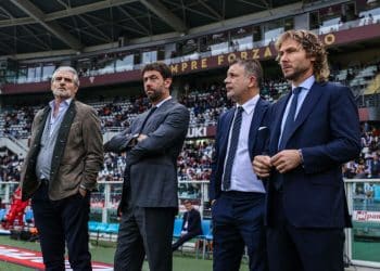 Andrea Agnelli President of Juventus FC, Maurizio Arrivabene A.D. of Juventus FC, Federico Cherubini Manager of Juventus FC and Pavel Nedved Vice-President of Juventus FCduring the Serie A 2022/23 football match between Torino FC and Juventus FC at Olimpico Grande Torino Satdium, Turin, Italy on October 15, 2022 - Turin Stadio Olimpico Torino Turin Italy Copyright: xEPhotopressx SP24-441-022