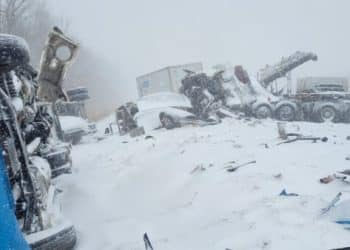 Vehicles involved in multiple collisions are seen along the HWY 401 and HWY 402 corridor near London, Ontario, Canada December 23, 2022, in this picture obtained from social media. OPP West Region/via REUTERS  THIS IMAGE HAS BEEN SUPPLIED BY A THIRD PARTY. MANDATORY CREDIT. NO RESALES. NO ARCHIVES.