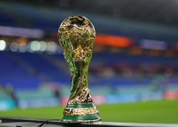 RECORD DATE NOT STATED 5th December 2022 Stadium 974, Ras Abu Aboud, Doha, Qatar: FIFA World Cup, WM, Weltmeisterschaft, Fussball final 16 round, Brazil versus South Korea: Replica World Cup trophy on display PUBLICATIONxNOTxINxUK ActionPlus12456242 HeulerxAndrey