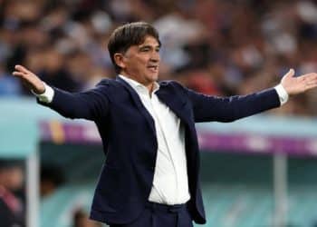 AL WAKRAH, QATAR - DECEMBER 05: Zlatko Dalic, Head Coach of Croatia, reacts during the FIFA World Cup Qatar 2022 Round of 16 match between Japan and Croatia at Al Janoub Stadium on December 05, 2022 in Al Wakrah, Qatar. (Photo by Alex Grimm/Getty Images)