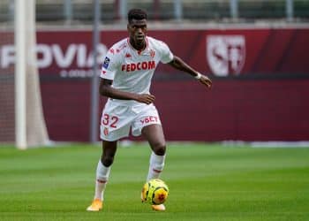 METZ, FRANCE - AUGUST 30: Benoit Badiashile Mukinayi of AS Monaco during the Ligue 1 match between FC Metz and AS Monaco on August 30, 2020 in Metz, France. (Photo by Jeroen Meuwsen/BSR Agency/Getty Images)