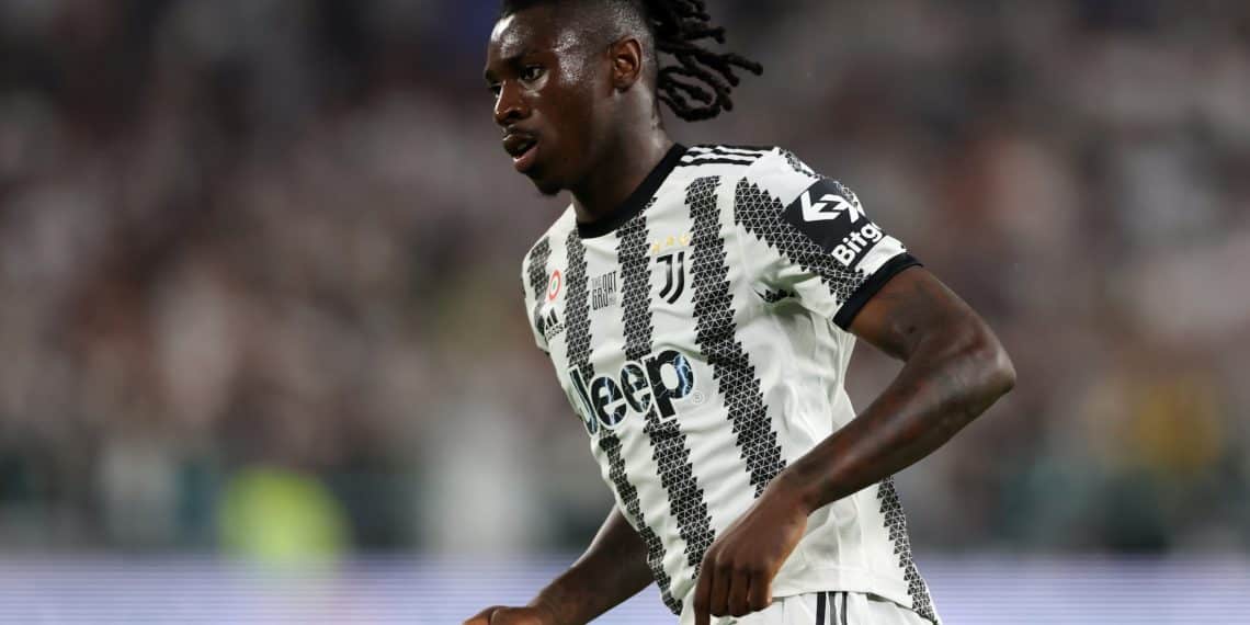 TURIN, ITALY - MAY 16: Moise Kean of Juventus during the Serie A match between Juventus and SS Lazio at Allianz Stadium on May 16, 2022 in Turin, Italy. (Photo by Jonathan Moscrop/Getty Images)