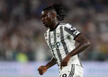 TURIN, ITALY - MAY 16: Moise Kean of Juventus during the Serie A match between Juventus and SS Lazio at Allianz Stadium on May 16, 2022 in Turin, Italy. (Photo by Jonathan Moscrop/Getty Images)