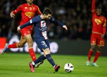 Soccer Football - Ligue 1 - Paris St Germain v Angers - Parc des Princes, Paris, France - January 11, 2023 Paris St Germain's Lionel Messi scores their second goal REUTERS/Gonzalo Fuentes - UP1EJ1B1NVOA2