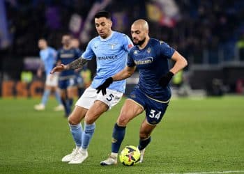 Sofian Amrabat of Fiorentina during the Serie A match between SS Lazio and Fiorentina at Stadio Olimpico on January 29, 2023 in Rome, Italy.