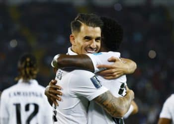 Soccer Football - FIFA Club World Cup - Final - Real Madrid v Al Hilal - Prince Moulay Abdellah Stadium, Rabat, Morocco - February 11, 2023  Real Madrid's Vinicius Junior celebrates scoring their fifth goal with Dani Ceballos REUTERS/Susana Vera