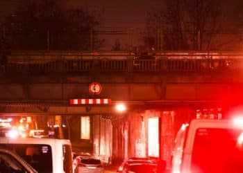 Emergency vehicles are pictured near the scene of a train crash in Recklinghausen, Germany, February 3, 2023. REUTERS/Thilo Schmuelgen REFILE - CORRECTING DATE