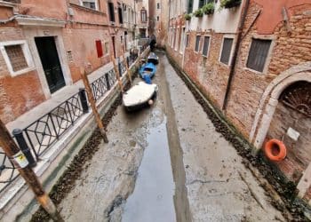 *EXCLUSIVE* Venice, ITALY  - Exceptional low tide in Venice has caused the famous canals to Exceptional low tide which have caused canals and Grand Canal to dry up.

BACKGRID UK 5 FEBRUARY 2023,Image: 754397830, License: Rights-managed, Restrictions: RIGHTS: WORLDWIDE EXCEPT IN ITALY, Model Release: no, Pictured: Exceptional low tide in Venice, Credit line: Cobra Team / BACKGRID / Backgrid UK / Profimedia