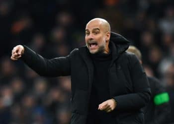 Football - 2022 / 2023 Premier League - Tottenham Hotspur vs Manchester City - Tottenham Hotspur Stadium - Sunday 5th February 2023 Manchester City manager Pep Guardiola shouts instructions to his team from the technical area. COLORSPORT/Ashley Western PUBLICATIONxNOTxINxUK