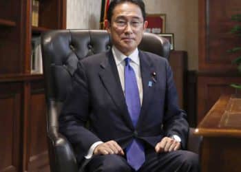 Japan’s former Foreign Minister Fumio Kishida poses for a portrait picture following his press conference at the headquarters of the Liberal Democratic Party after he was elected as party president in Tokyo Wednesday, Sept. 29, 2021. Kishida won the governing party leadership election on Wednesday and is set to become the next prime minister, facing the imminent task of addressing a pandemic-hit economy and ensuring a strong alliance with Washington to counter growing regional security risks. (Du Xiaoyi/Pool Photo via AP)