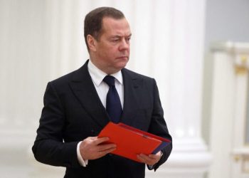 Deputy head of Russia's Security Council Dmitry Medvedev arrives for a meeting with members of the Security Council at the Kremlin in Moscow, on November 18, 2022. (Photo by Mikhail Metzel / SPUTNIK / AFP) / *Editor's note : this image is distributed by Russian state owned agency Sputnik.*