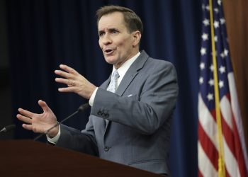 ARLINGTON, VIRGINIA - MAY 19: Pentagon Press Secretary John Kirby holds a press briefing at the Pentagon on May 19, 2022 in Arlington, Virginia. Kirby spoke on the Biden Administration's plans to use the Defense Production Act to increase production of baby formula and the creation of "Operation Fly Formula" to deploy Defense Department planes to bring formula shipments into the United States from overseas. (Photo by Kevin Dietsch/Getty Images)